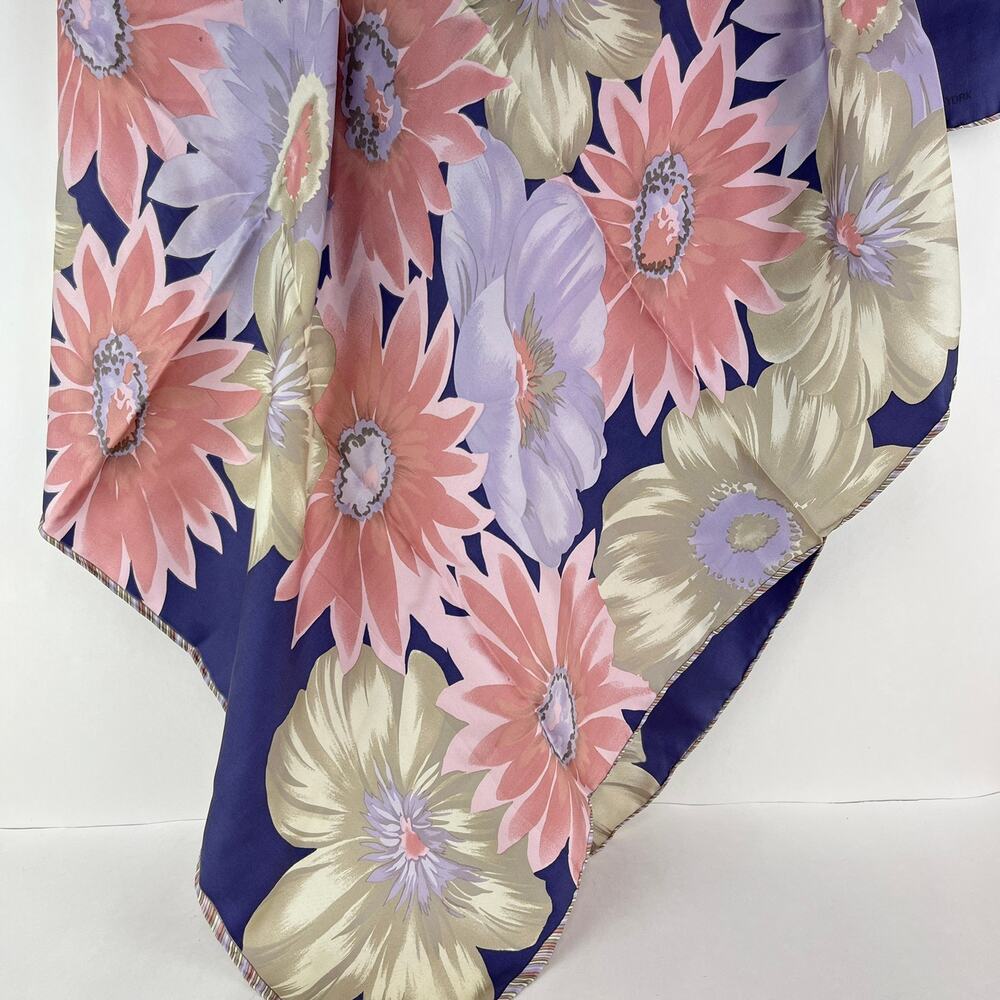 Jones New York Muted Pink Purple Floral 34in Square Scarf